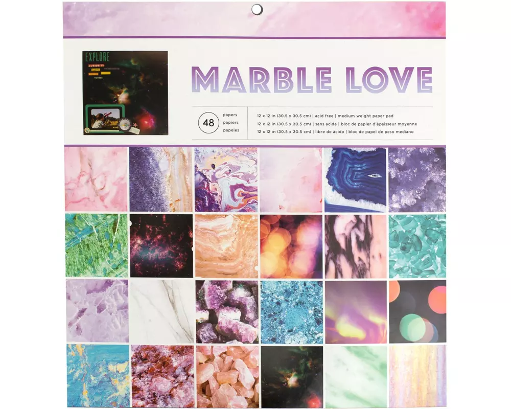 American Crafts Designpapier Marble Love 48 Blatt
