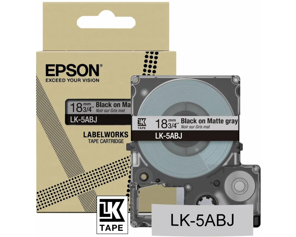 Epson Matte Tape Grey/Black, 18mm, 8m, LK-5ABJ