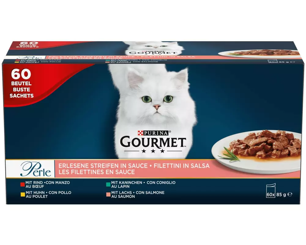 Purina Gourmet Nassfutter Gourmet Perle erlesene Streifen, 60 x 85 g