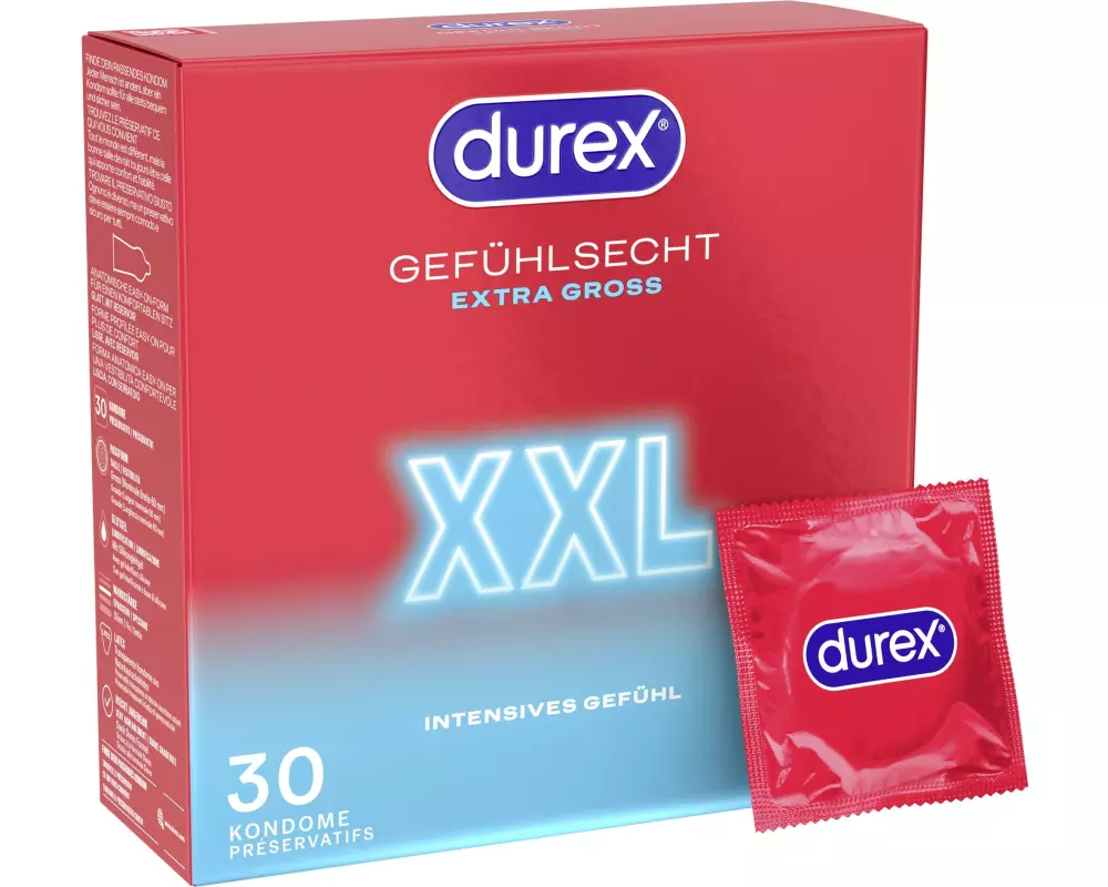 Durex Kondome Gefühlsecht XXL Vorteilspackung 30 Stück