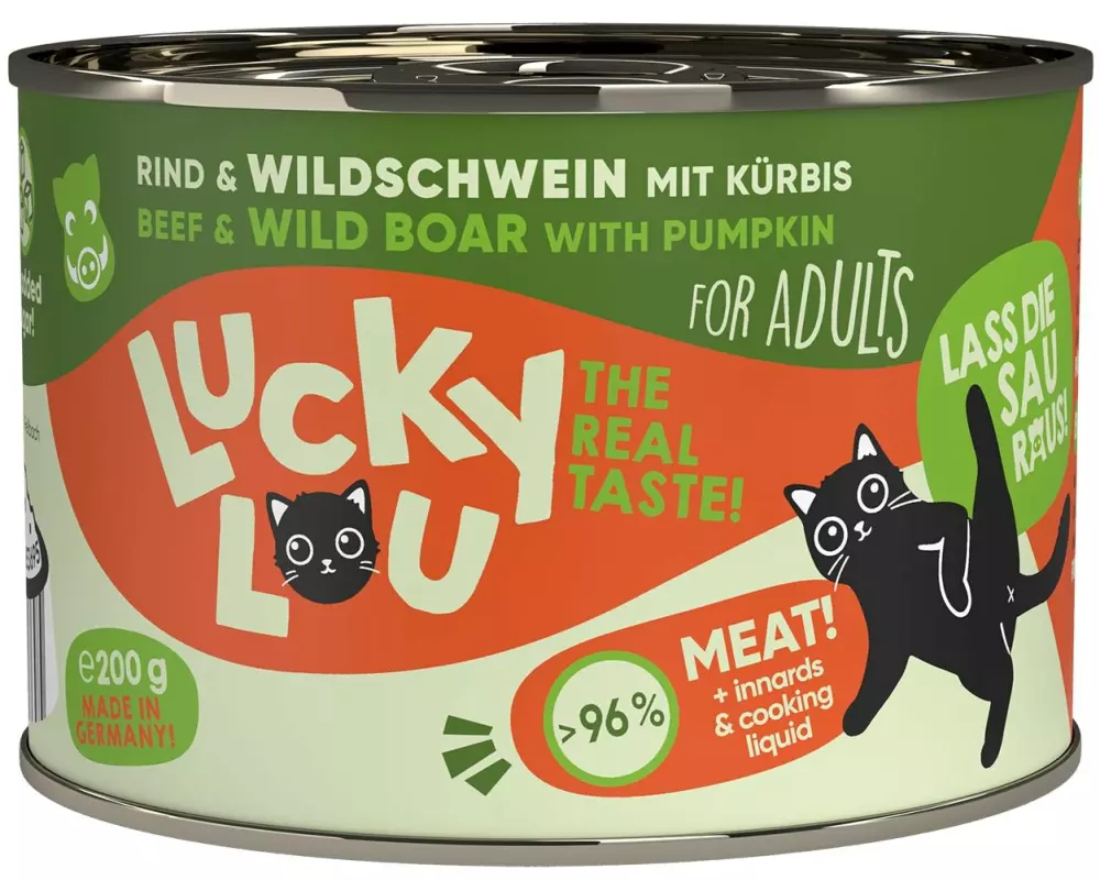 Lucky Lou Nassfutter Lifestage Adult Rind & Wildschwein, 200 g