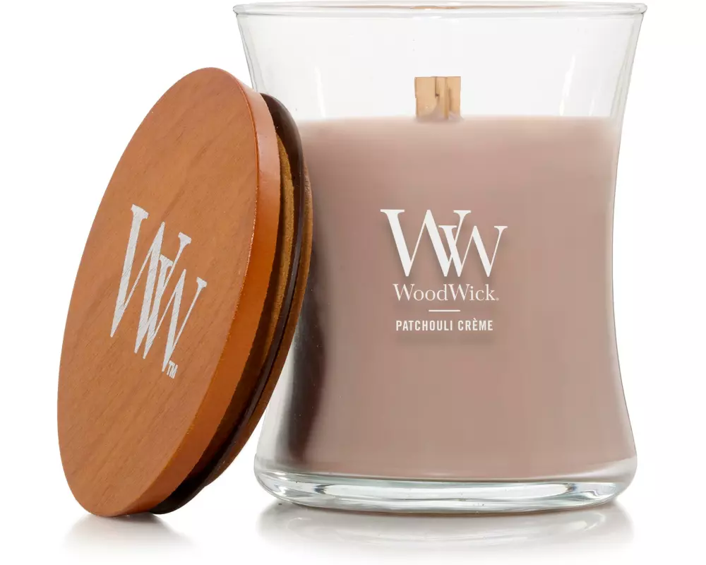 Woodwick Duftkerze Patchouli Crème Medium Jar