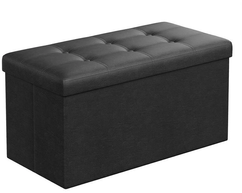 Songmics Sitztruhe mit Aufbewahrung 76 x 38 cm, Schwarz