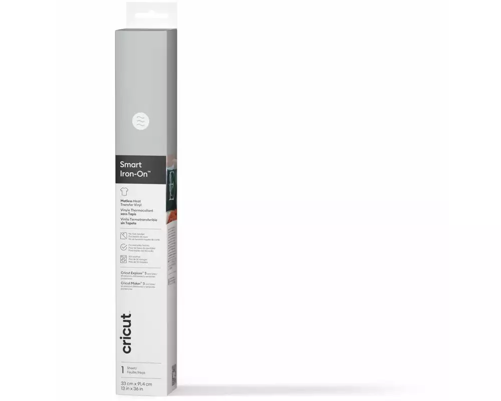 Cricut Aufbügelfolie Smart 33 x 91.4 cm, 1 Stück, Silber