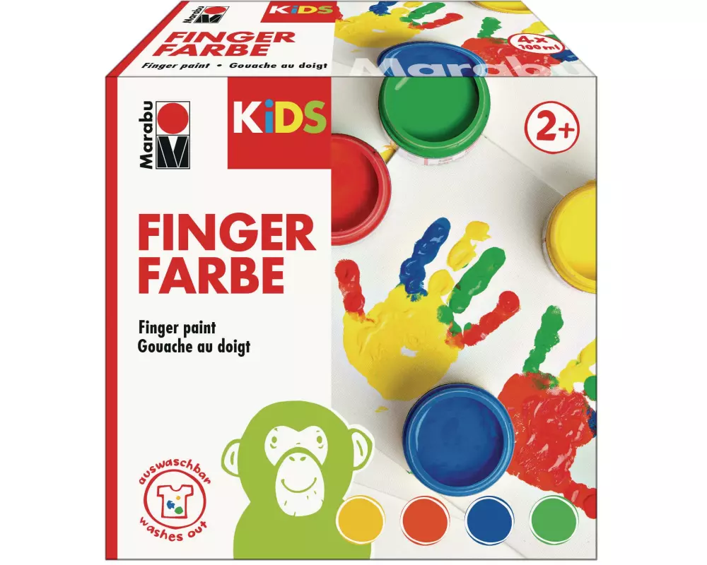 Marabu Fingerfarbe 4 x 100 ml, Mehrfarbig