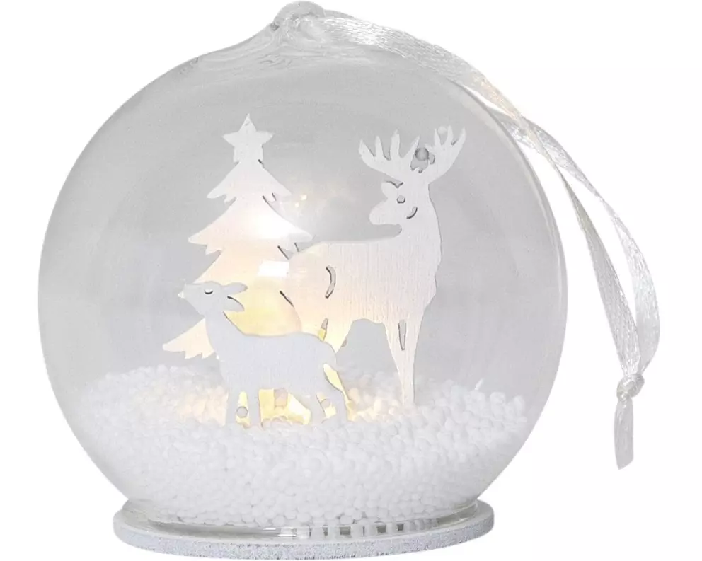 Star Trading Tischdeko Kugel Fauna 9 cm, Weiss