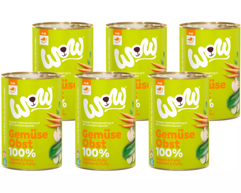 WOW Nassfutter 100% Gemüse & Obst, 6 x 400 g