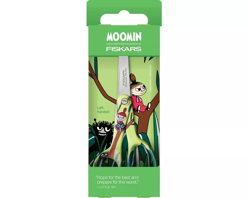 Fiskars Kinderschere Moomin Little My Links 13 cm, linkshänder, Grün