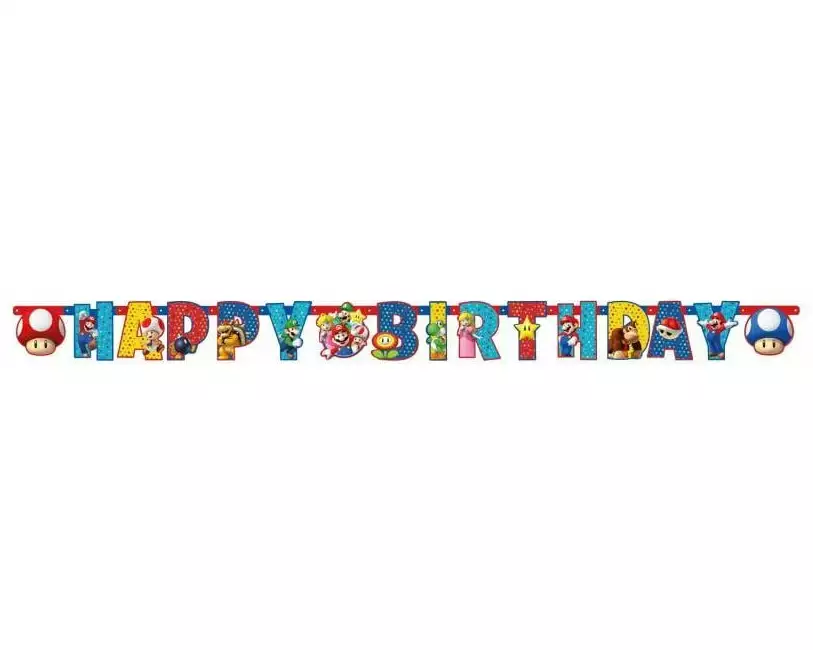 Amscan Girlande Super Mario 190 x 15 cm, Papier