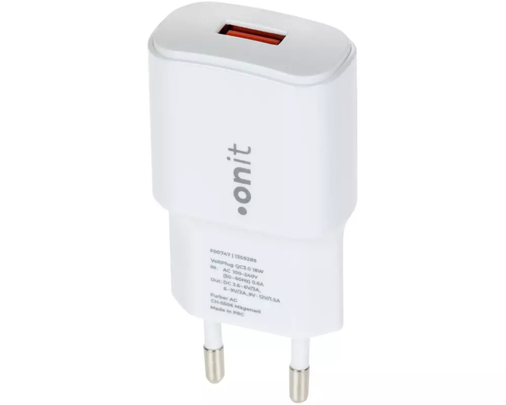 onit USB-A-Wandladegerät QC3.0 18 W Weiss
