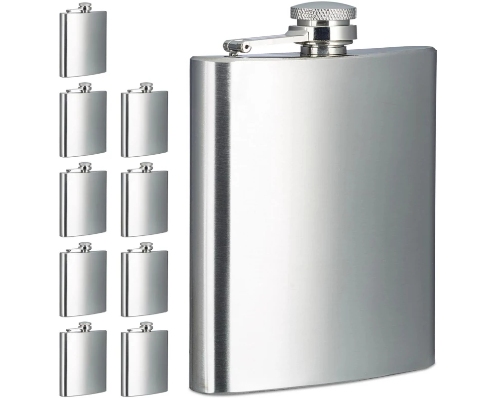 relaxdays Outdoor-Flachmann 10er Set, 200 ml