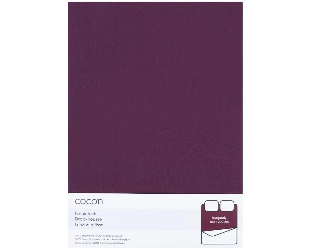 COCON Fixleintuch Jersey 180-200 x 200 cm, Burgunder