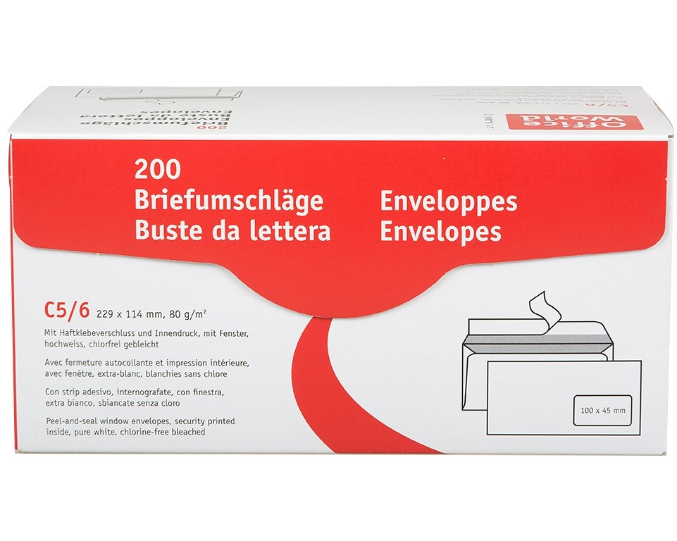 OFFICE WORLD Couvert 26640 C5/6 80g Fenster re. 200S.