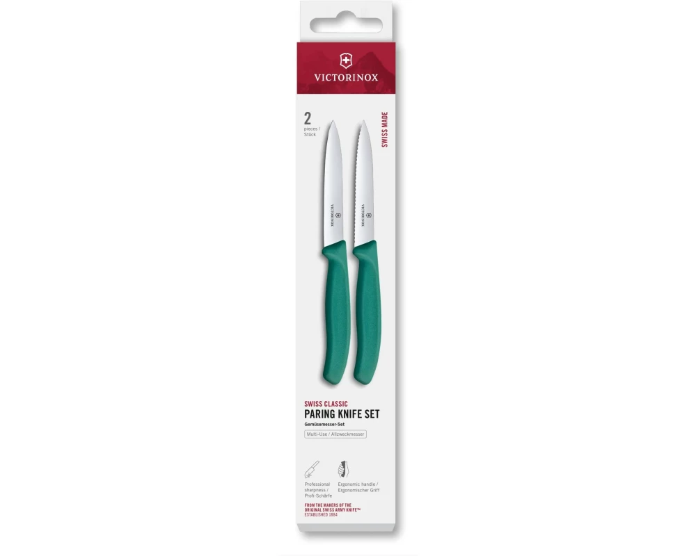Victorinox Messer-Set Swiss Classic, 10 cm, Grün, 2 Stück