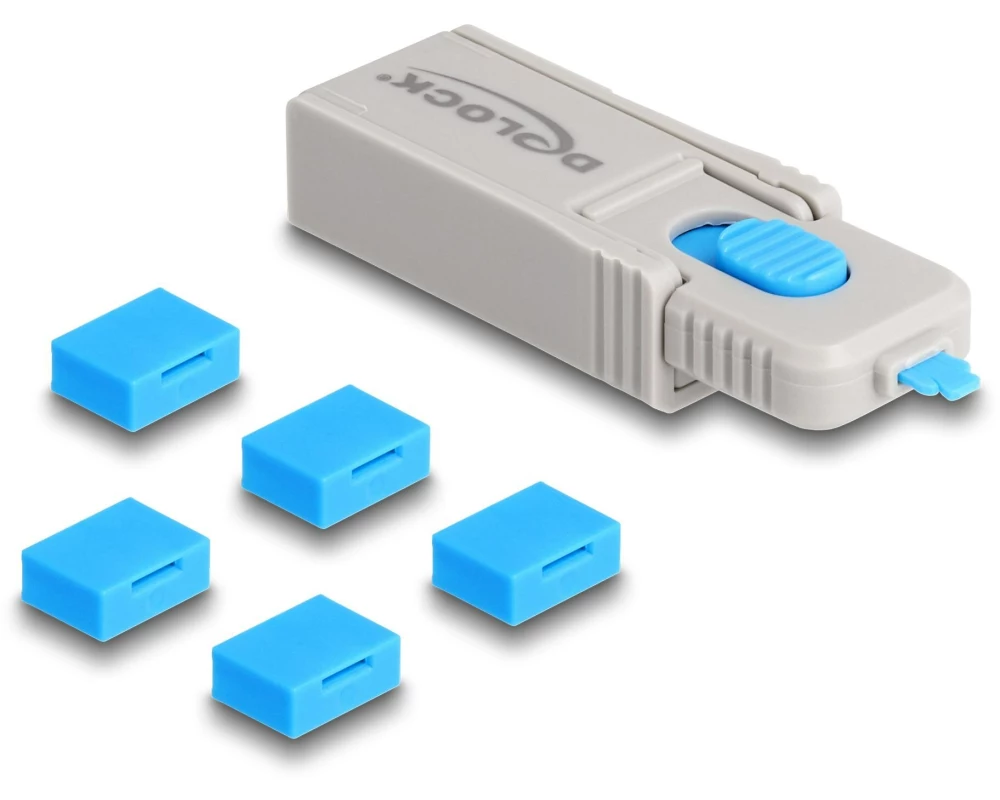 Delock USB Port Blocker Set Typ-A 5 Stück mit Verschlusswerkzeug