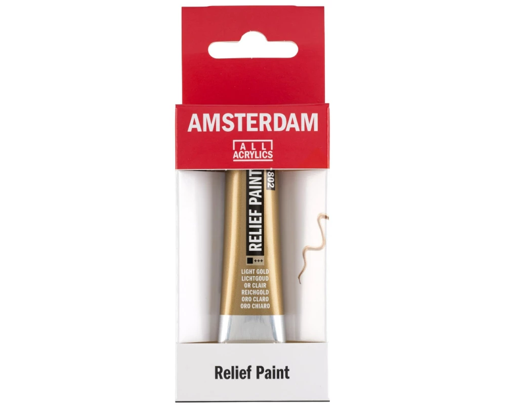 Amsterdam Acrylfarbe Reliefpaint 802 Hellgold 20 ml, Gold/Weiss