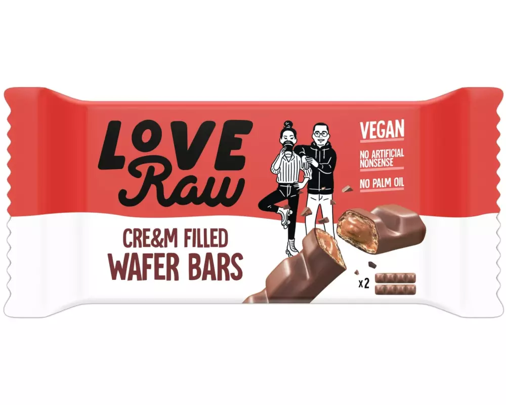LOVE RAW Schokoladenriegel Wafer Bar Cre&m filled 43 g
