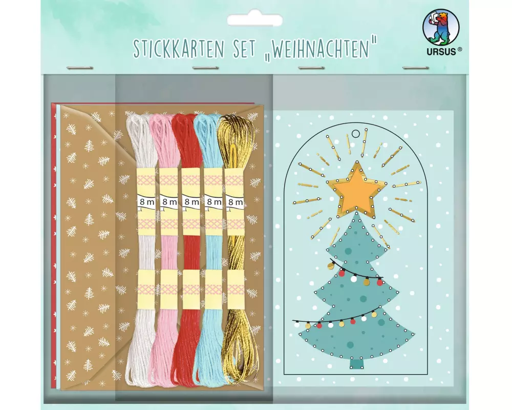 URSUS Bastelset Stickkartenset Weihnachten