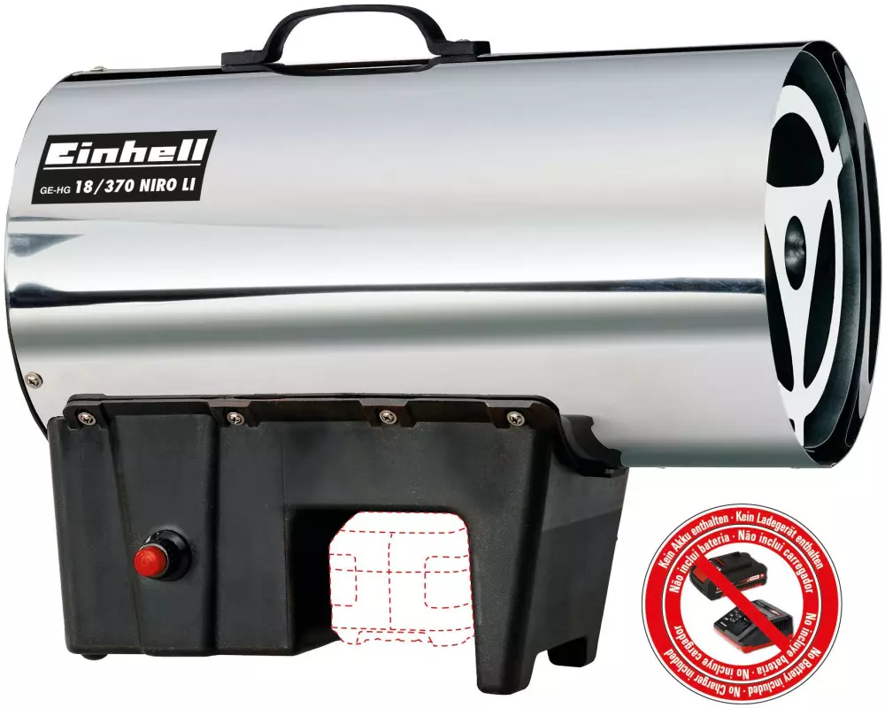 Einhell Heizgebläse Akku-Heissluftgenerator GE-HG 18/37Niro Li Solo