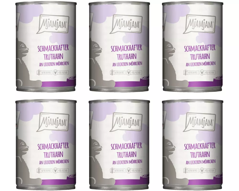 Mjamjam Nassfutter Dose Truthahn & Möhrchen, 6 x 400 g