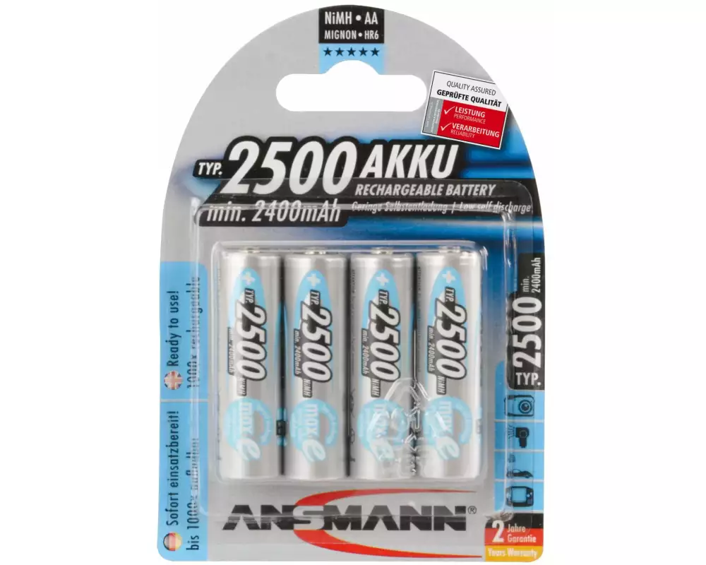 Ansmann Akku Typ 2500 NiMH AA 2500 mAh, 4 Stück