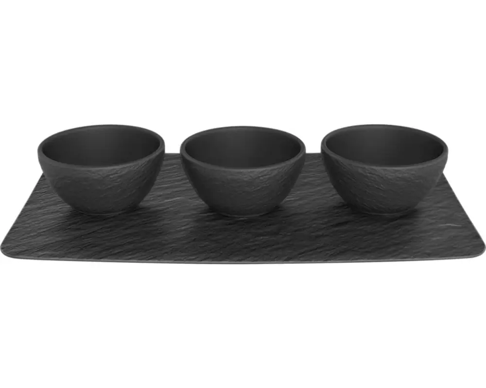 Villeroy & Boch Servierplatte mit Schälchen Manufacture Rock Schwarz