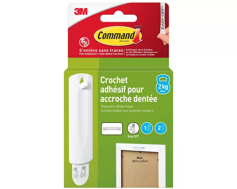 Command Haken Command, 3 Stück 2 kg, Weiss