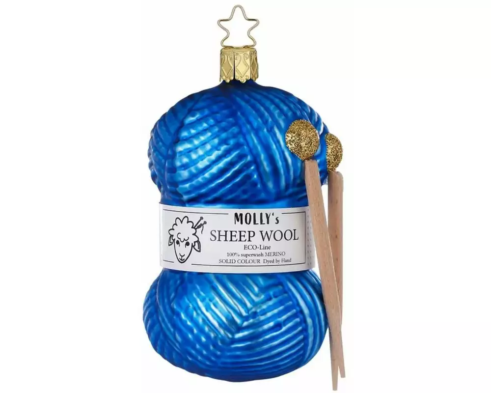 Inge Glas Manufaktur Weihnachtskugel Wolle Blau