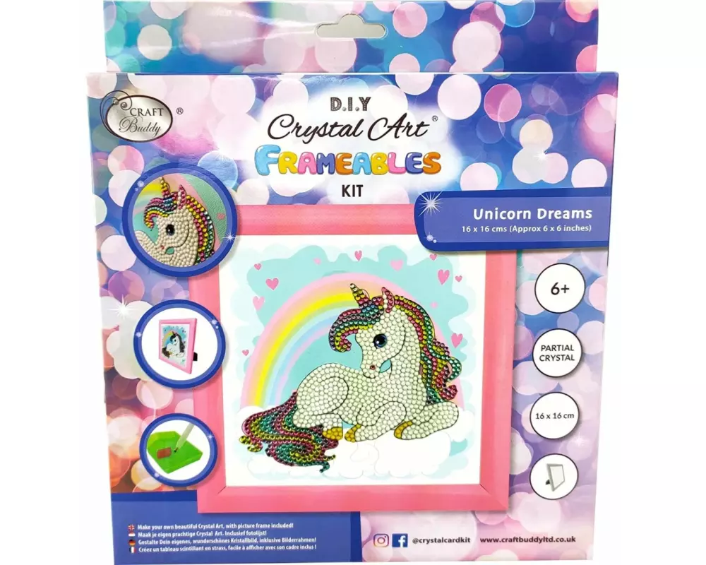 CRAFT Buddy Bastelset Frameable Unicorn Rainbow 16 x 16 cm