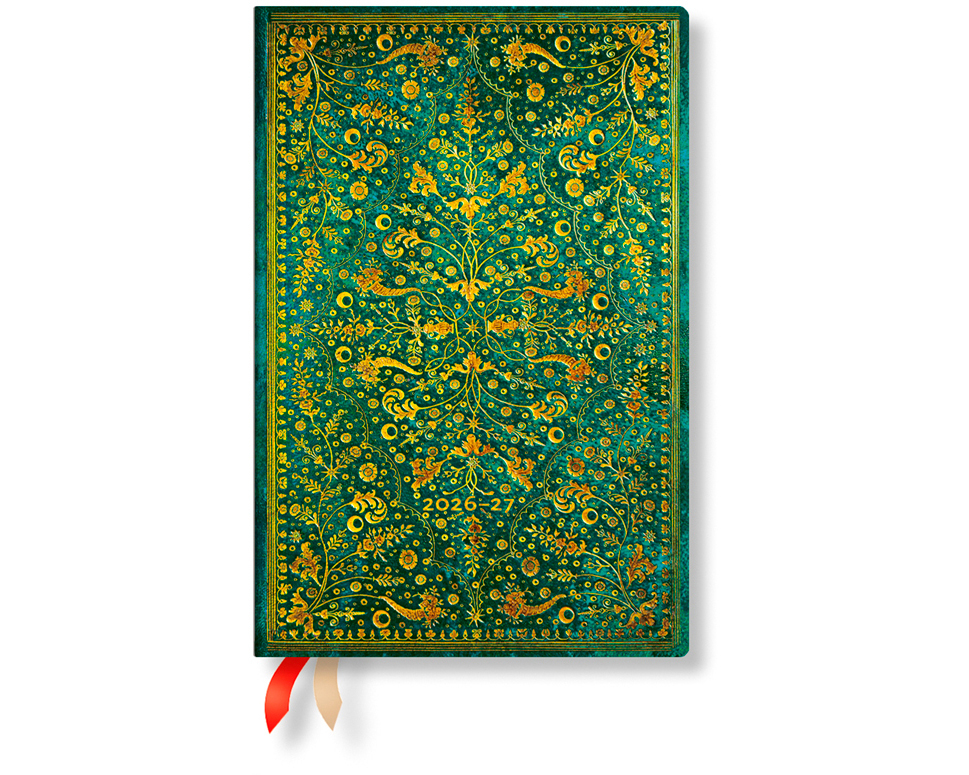 PAPERBLANKS Agenda Smaragdblume Mini 26/27 DD1723-4 1W/2S 18M DE HOR HC 9.5x14cm