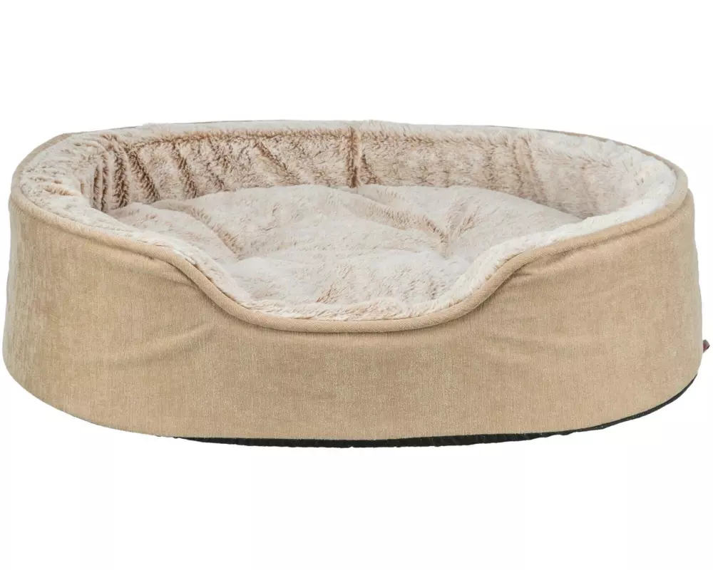 Trixie Hunde-Bett Vital Lino Soft Oval, Beige / Creme, 60 x 45 cm