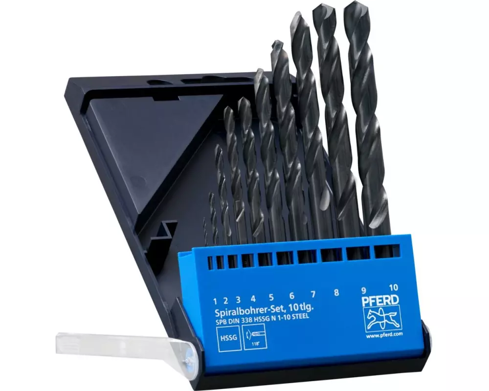 Pferd HSSG-Spiralbohrer-Set 10-tlg. Stahl N DIN 338