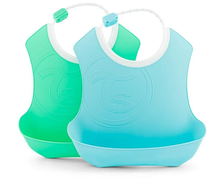 Twistshake Lätzchen 2er Set Pastel Blue/Pastel Green 23 x 23 cm