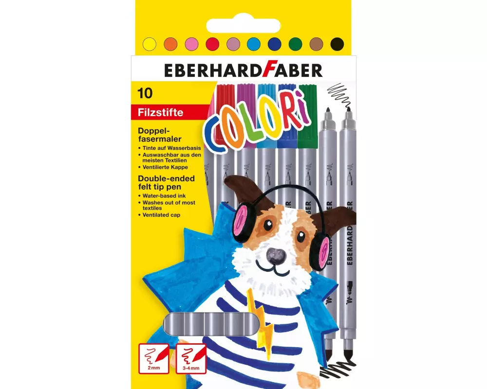 Eberhard Faber Filzstift 2 Spitzen, 10er Kartonetui