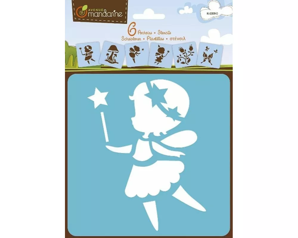 6 verschiedene Schablonen Feen 15x15cm