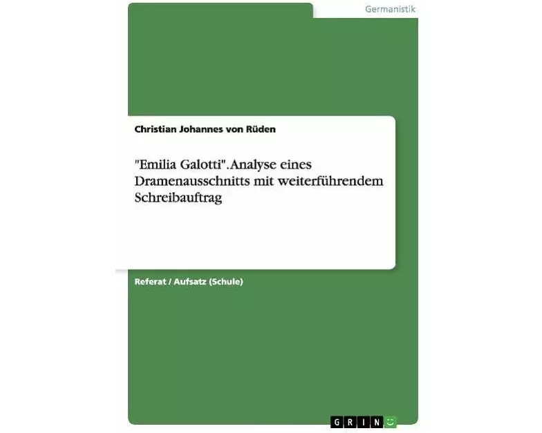 "Emilia Galotti". Analyse eines Dramenausschnitts mit weiterführendem Schreibauftrag
