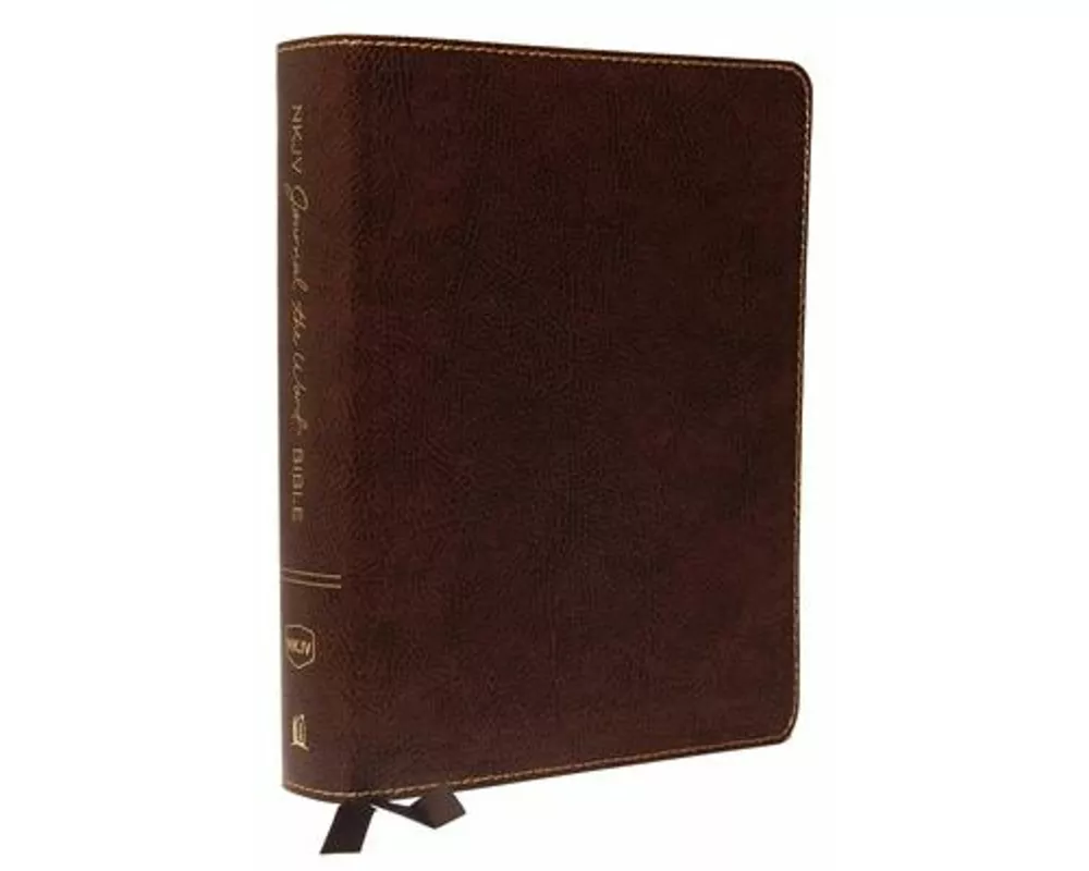 NKJV, Journal the Word Bible, Large Print, Bonded Leather, Brown, Red Letter