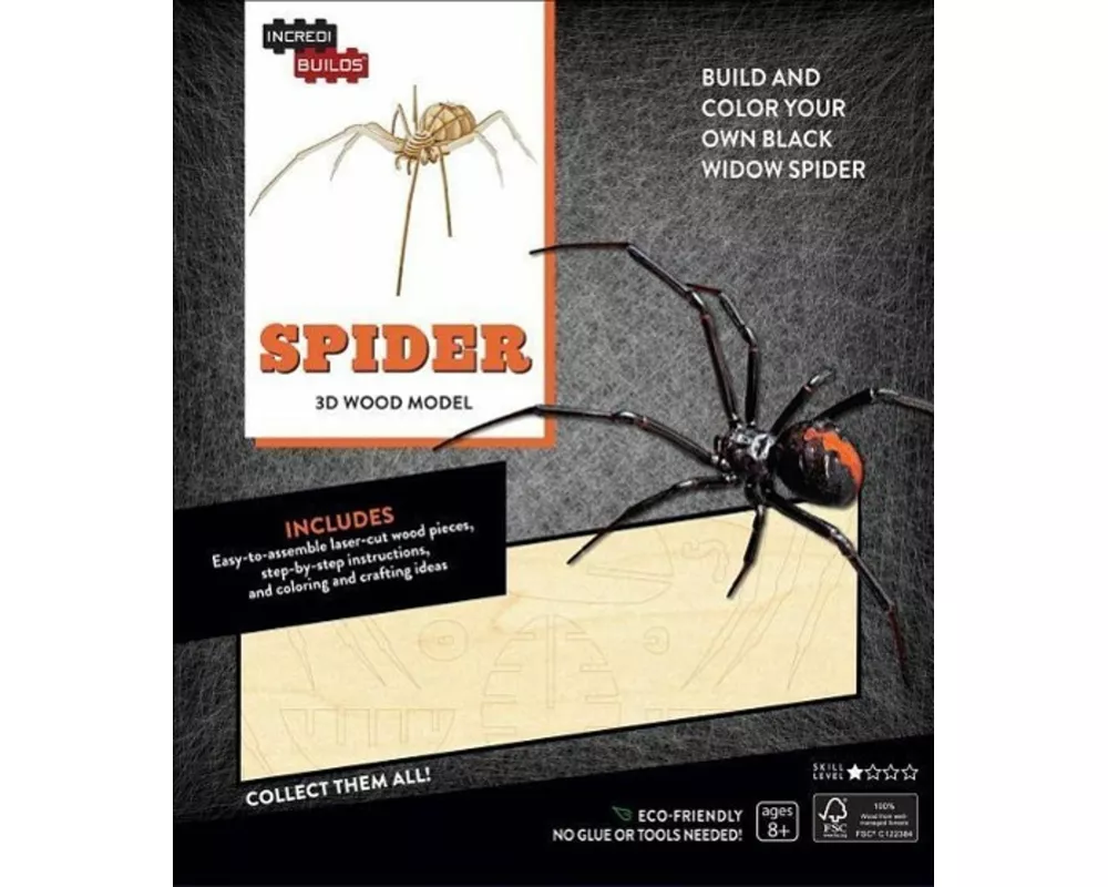IncrediBuilds: Spider 3D Wood Model