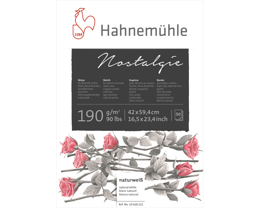 HAHNEMÜHLE Skizzenblock Nostalgie A2 10628212 weiss, 190g 50 Blatt