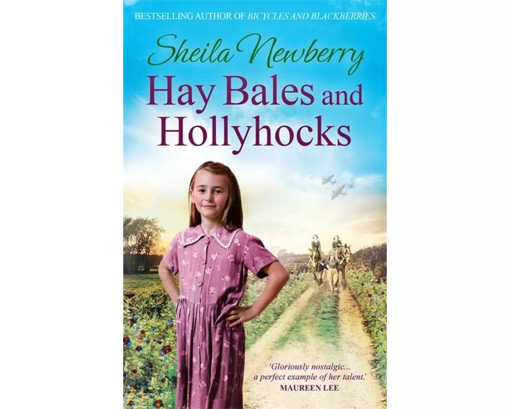 Hay Bales and Hollyhocks