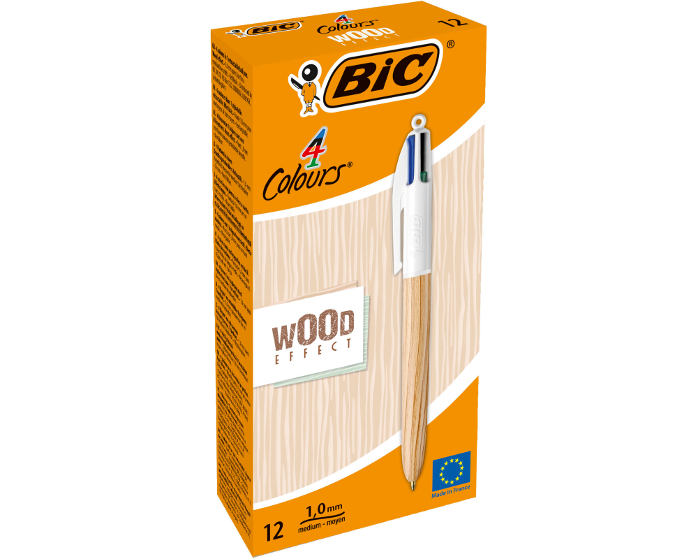 BIC Kugelschreiber 4 Colours 0.4mm 508964 Wood Natural