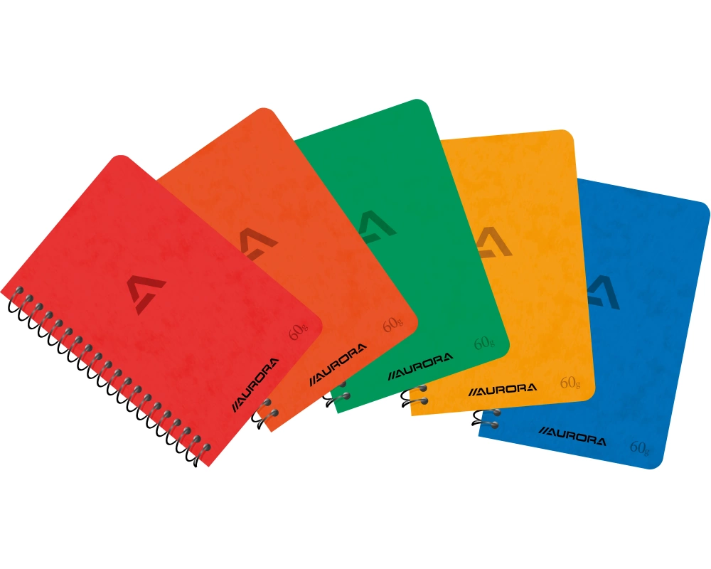 AURORA Spiralheft 7,5x11cm 1140GQ5 assortiert, kariert 5mm 80 S.