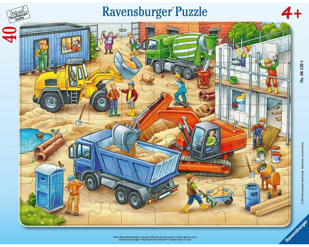 Kinderpuzzle 40 Teile - Große Baustellenfahrzeuge
