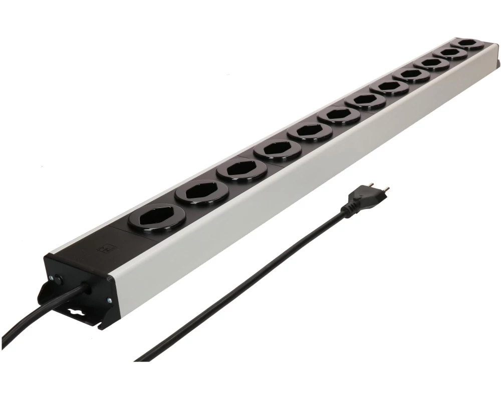 Max Hauri Steckdosenleiste Power Line 12 x Typ 13 1.5m , Schwarz/Grau