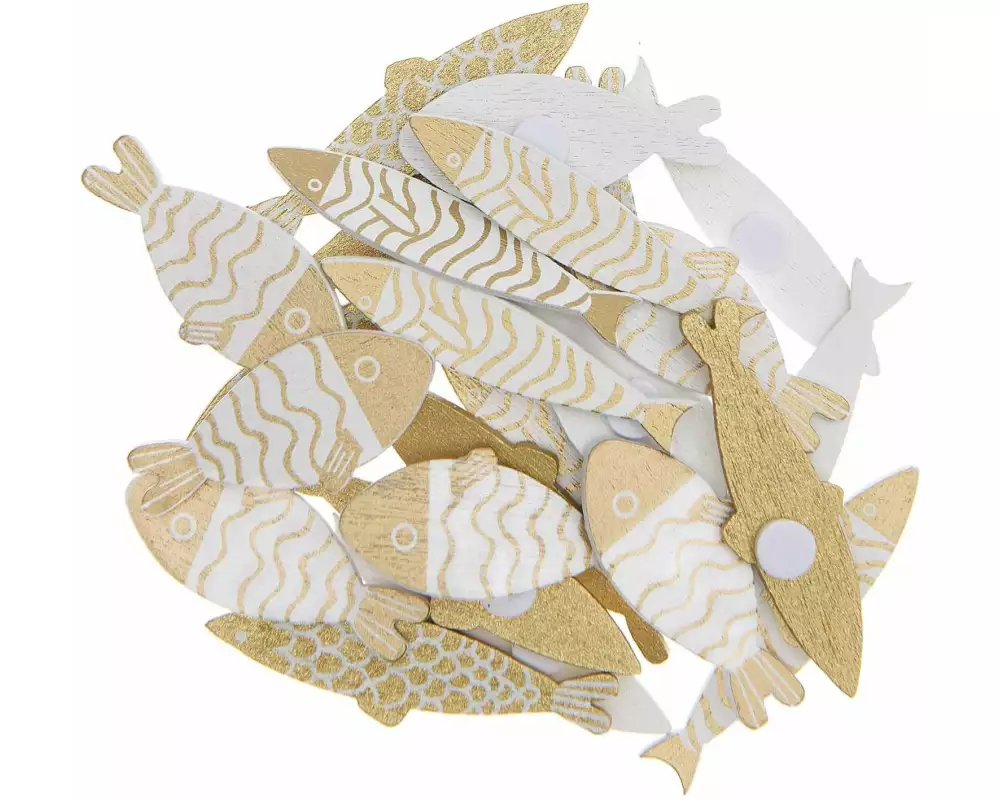 Rico Design Motivsticker Fische 24 Stück Gold/Weiss