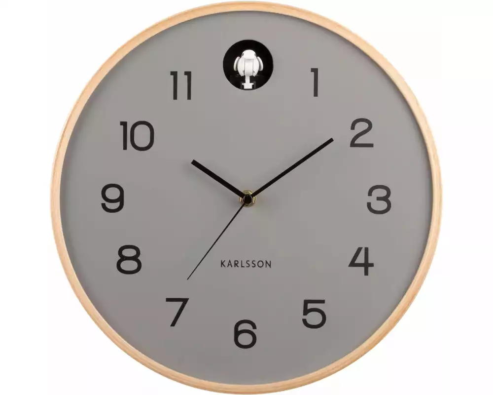 KARLSSON Wanduhr Natural Cuckoo 31.5 cm, Grau