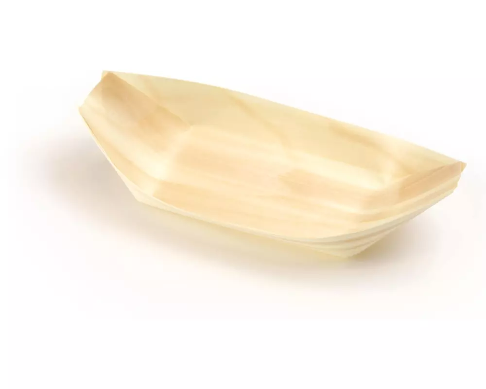Sier Fingerfood-Schale Holzboot 11 x 21.5 cm, 50 Stück
