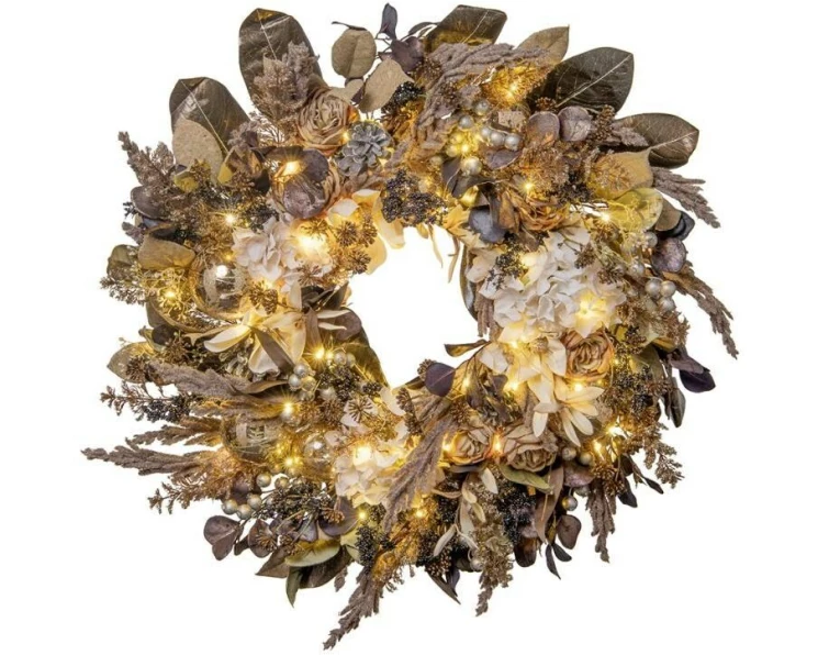 STT LED-Weihnachtskranz Flower wreath 75 Warmweiss