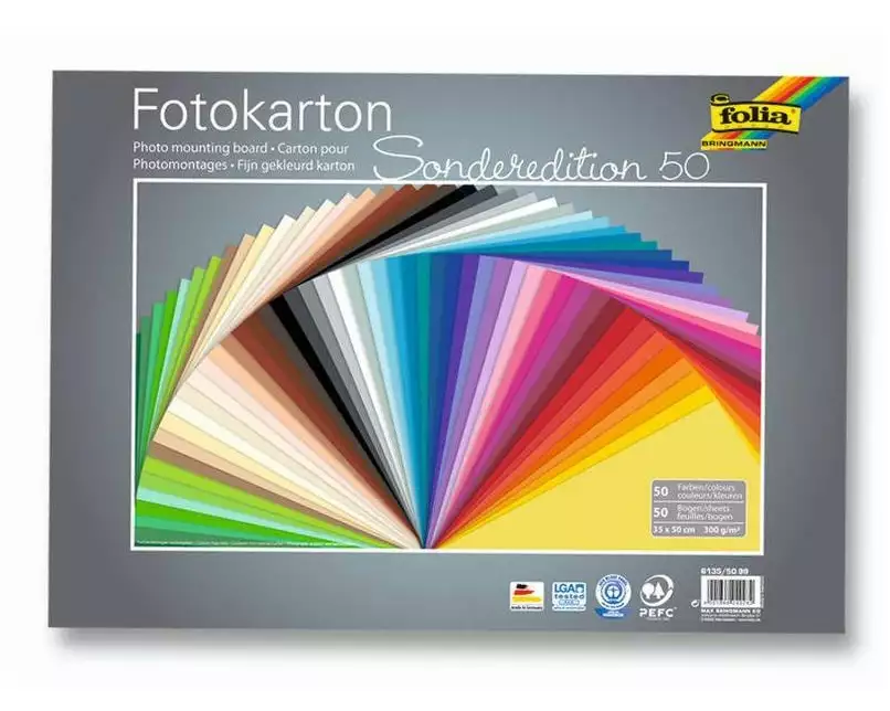 Folia Fotokarton 50er Pack sortiert Mehrfarbig