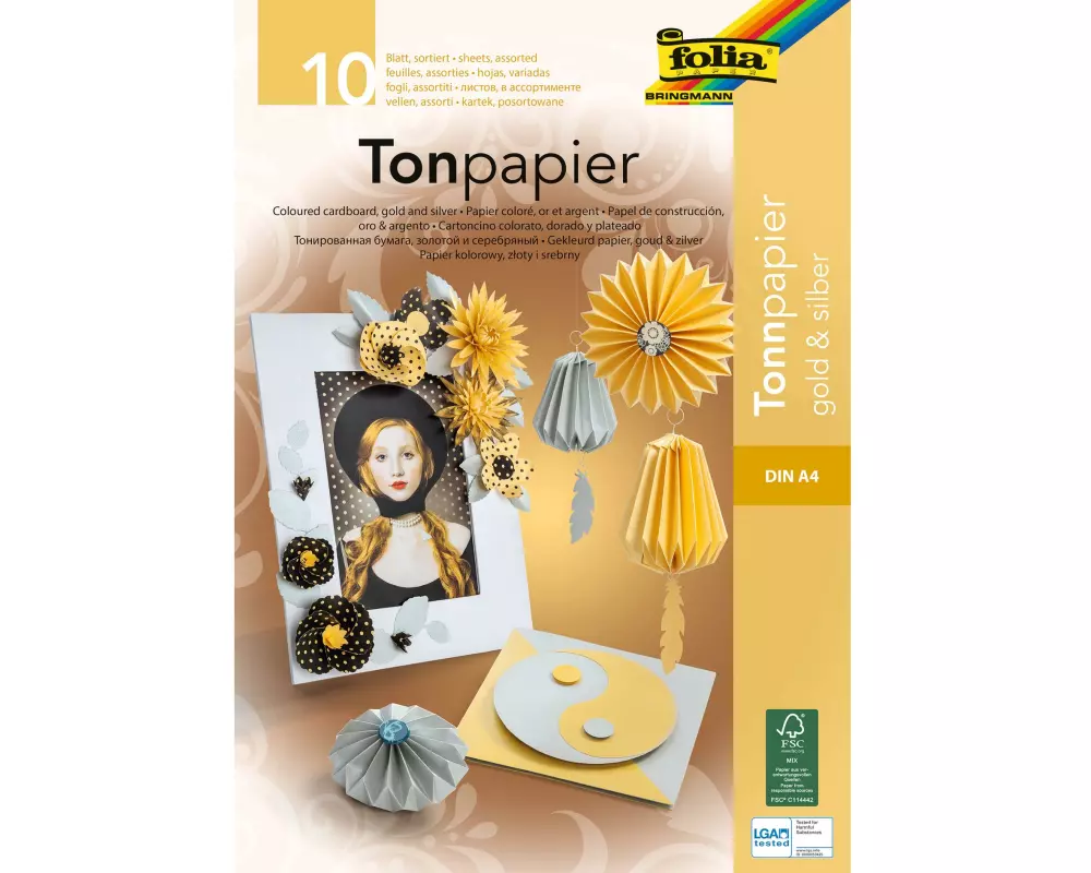 Folia Tonzeichenpapier A4 Silber/Gold